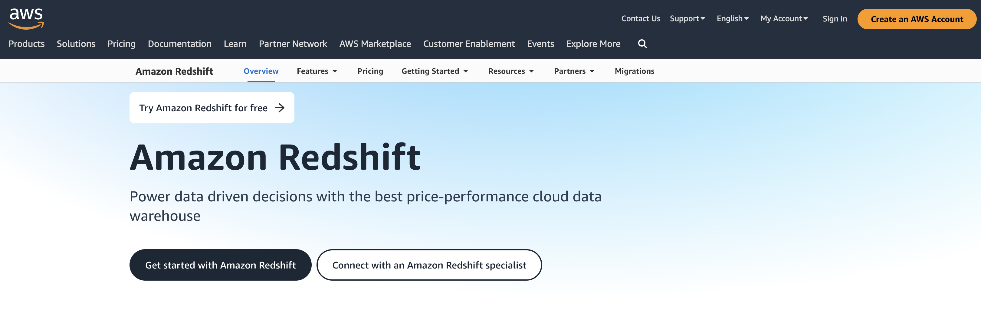 Amazon Redshift - Data Warehouse