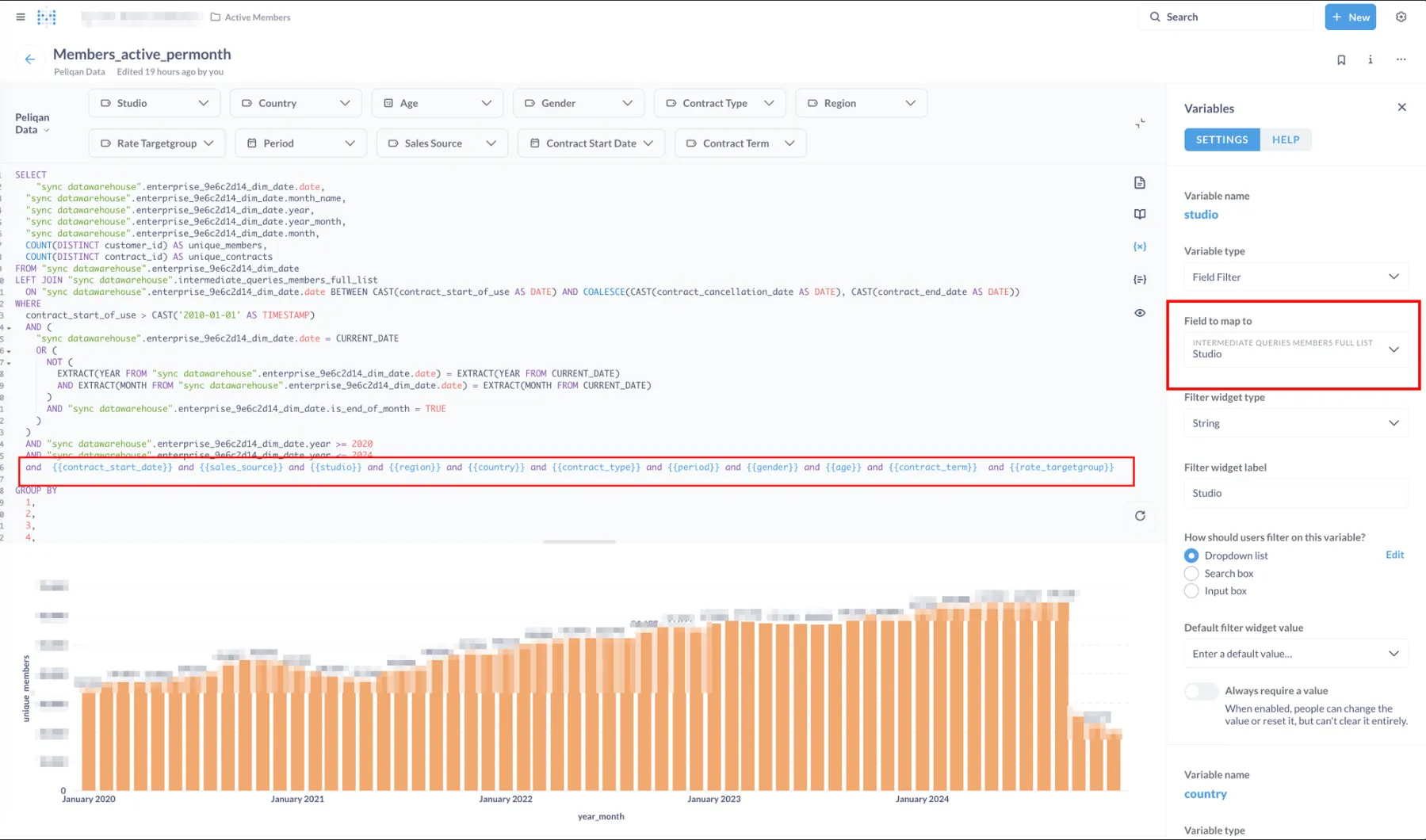 Example query, using field filters