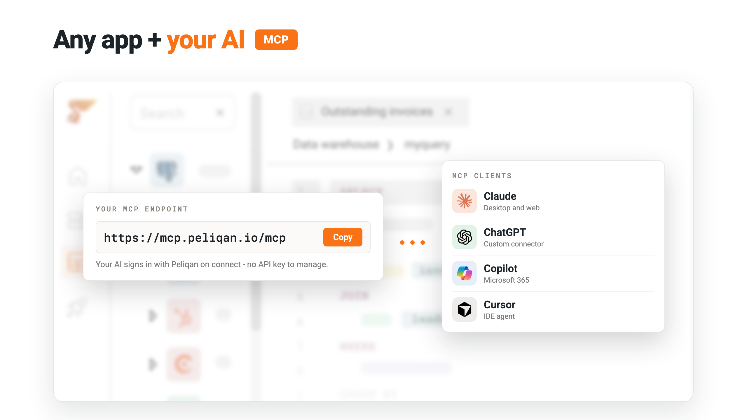 Connect any business app to your AI & build live dashboards